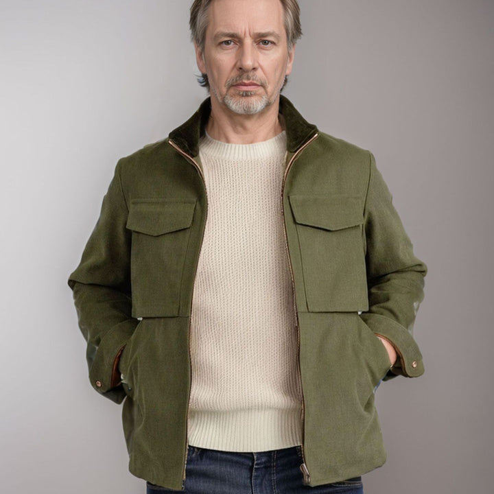 Herren praktische Utility-Jacke mit großen aufgesetzten Taschen Aliams