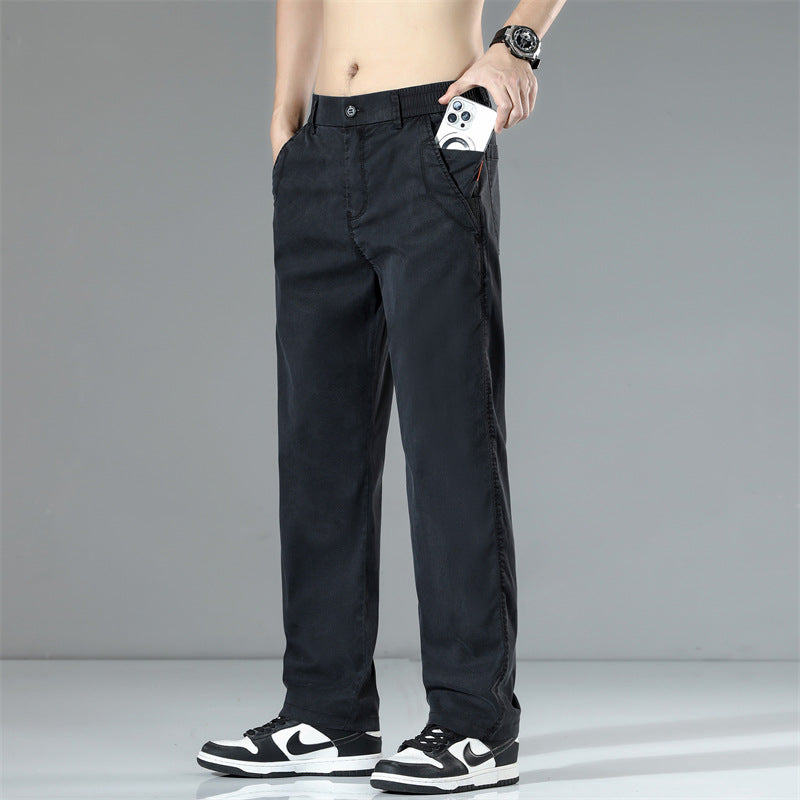 Herren Bequeme Chino-Hose mit elastischem Bund und praktischen Seitentaschen Aliams