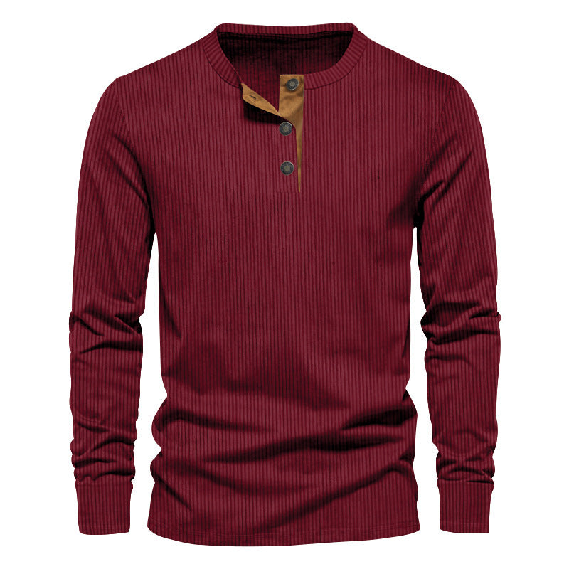 Herren Langarm-Henley-Shirt mit strukturierter Oberfläche und modischen Knopfdetails Aliams
