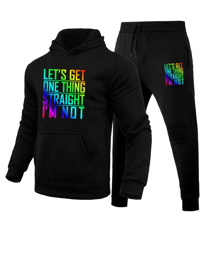 Herren gemütlicher Kapuzenanzug mit leuchtendem Statement Aliams