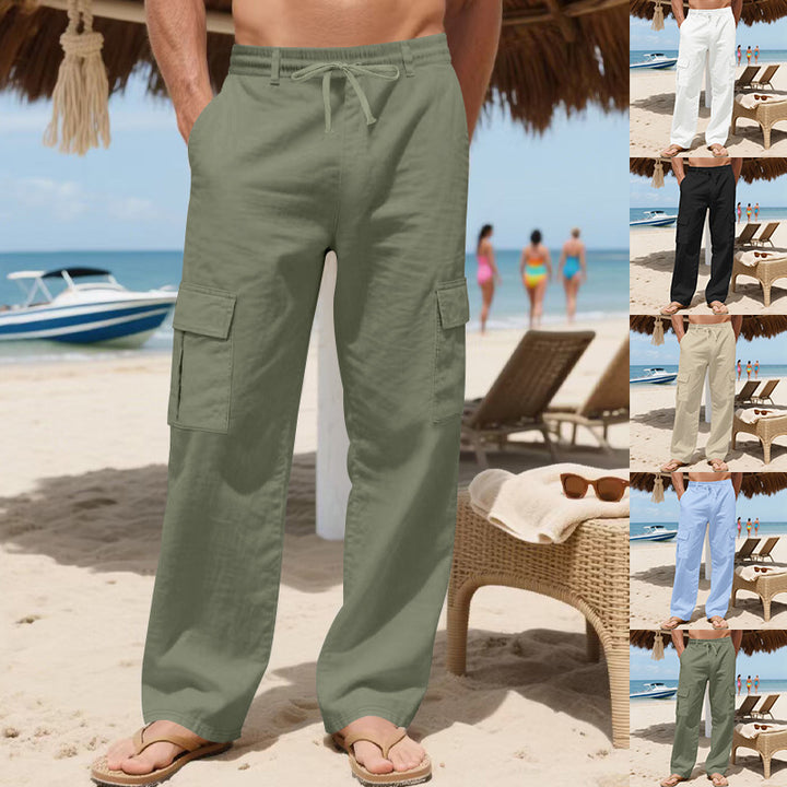 Herren komfortable Strand-Cargo-Hosen mit elastischem Bund und praktischen Taschen Aliams