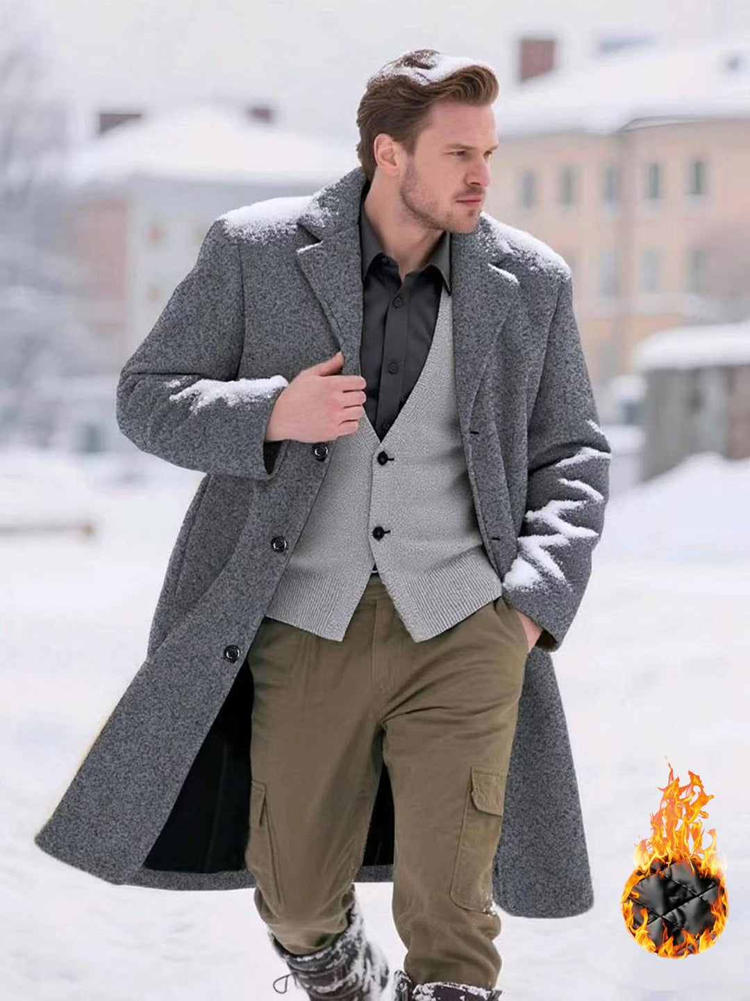 Herren klassischer Wollmantel Aliams