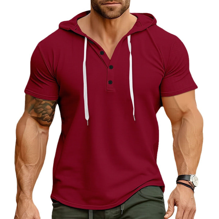 Herren Freizeit Kurzarm Hoodie Shirt Aliams
