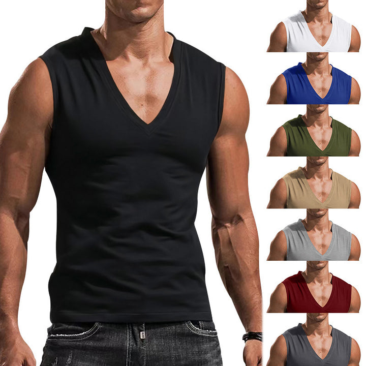 Herren Ärmelloses Fitness-T-Shirt mit V-Ausschnitt aus atmungsaktivem Material Aliams