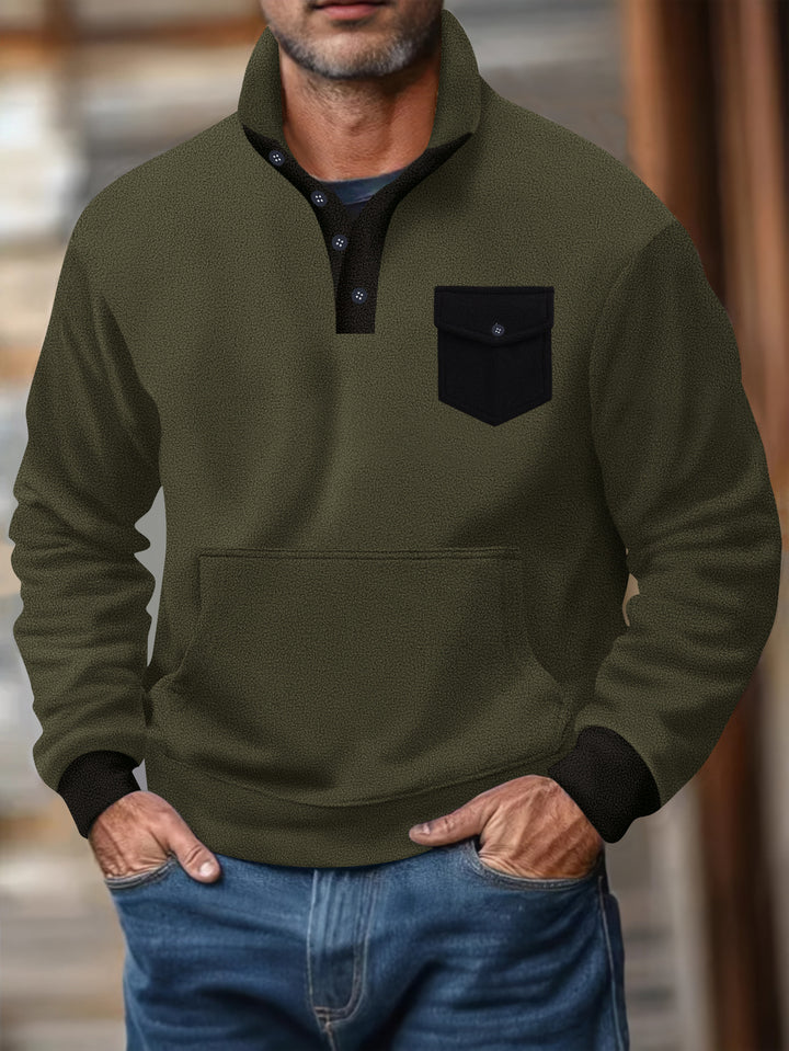 Herren Kapuzenpullover mit modernem Kragen und praktischer Tasche Aliams