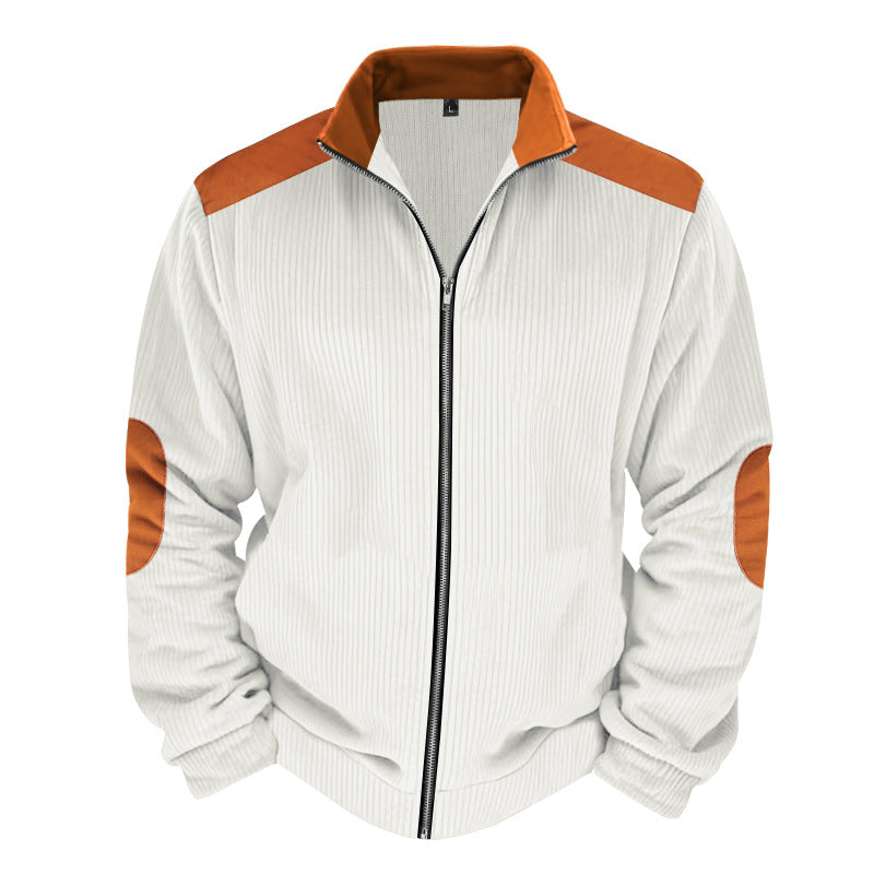 Herren Sportliche Zip-Jacke mit Rippenstruktur und Kontrastärmel Aliams