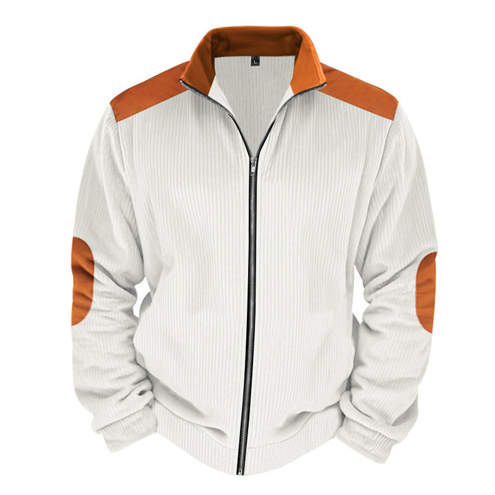 Herren Sportliche Zip-Jacke mit Rippenstruktur und Kontrastärmel Aliams