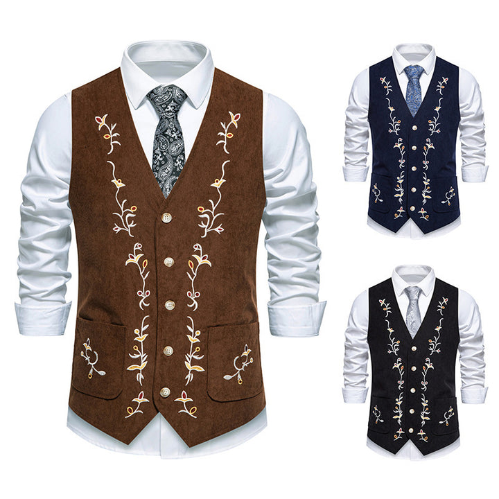 Herren elegante Weste mit floralem Stickdesign Aliams