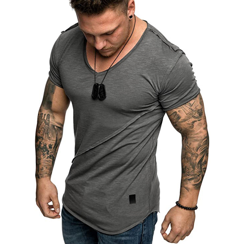 Herren V-Ausschnitt T-Shirt aus hochwertiger Baumwolle mit strukturierter Oberfläche Aliams