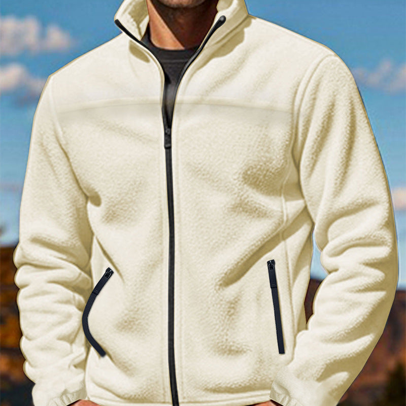 Herren Fleecejacke mit hochschließendem Kragen und Reißverschlusstaschen Aliams