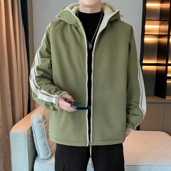 Herren isolierte Outdoor-Jacke mit abnehmbarer Kapuze und weicher Innenschicht Aliams