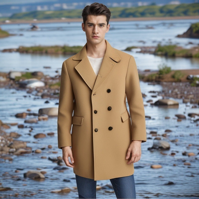 Herren eleganter Doppelt-geknöpfter Wollmantel Aliams