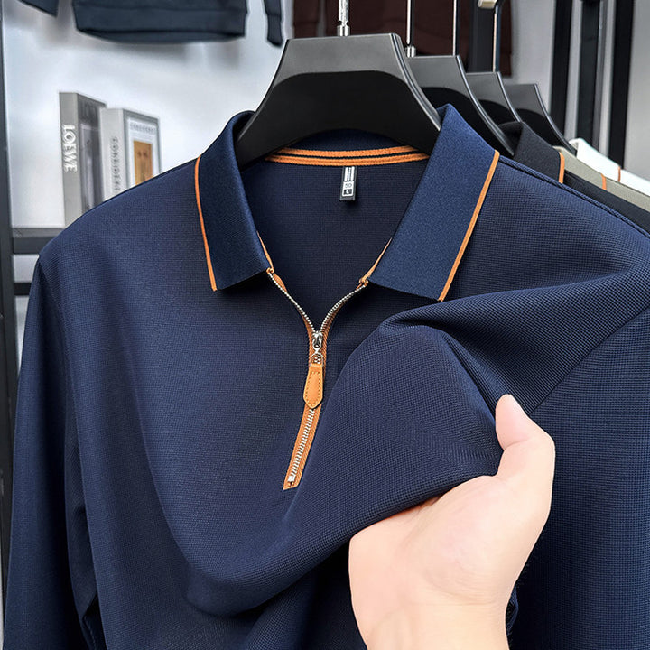 Herren sportliches Poloshirt mit modernem Reißverschluss und atmungsaktiven Eigenschaften Aliams