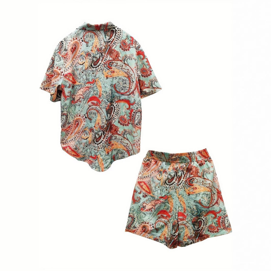 Herren Kurzarm-Hemd und Shorts Set Aliams