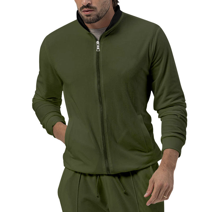 Herren Atmungsaktive Zip-Jacke mit hohem Kragen und seitlichen Taschen Aliams