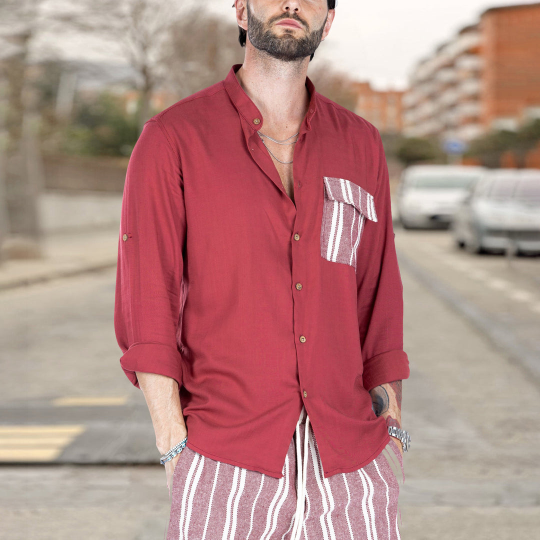 Herren luftige Sommerbluse mit Streifenmuster Aliams