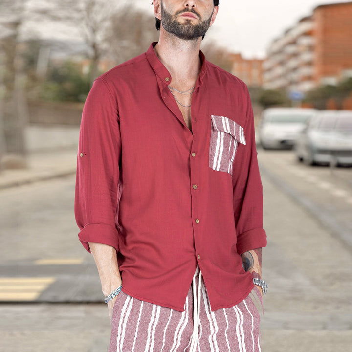 Herren luftige Sommerbluse mit Streifenmuster Aliams