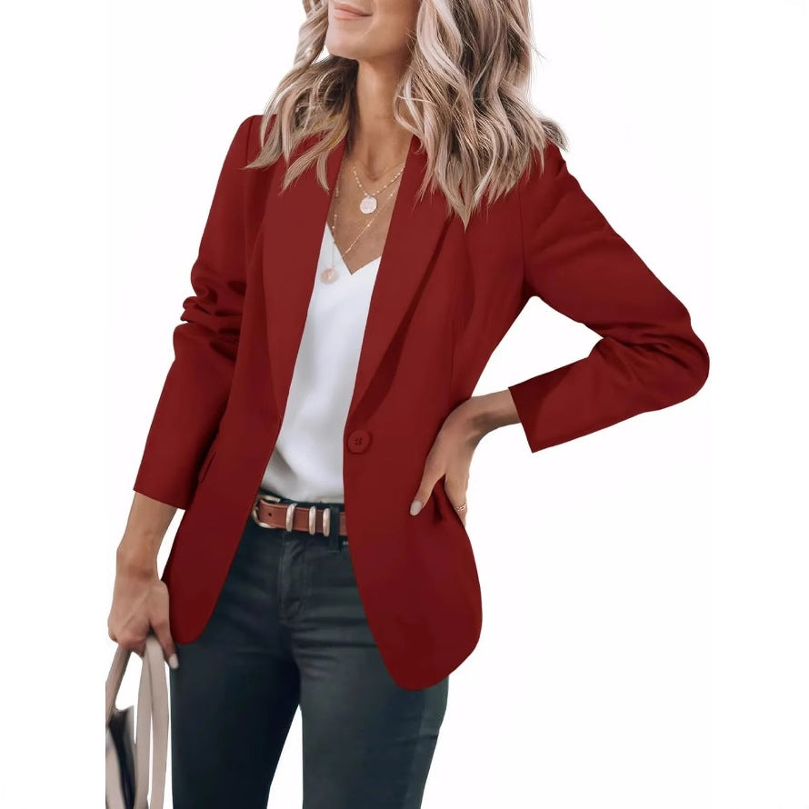Damen Lässiger Blazer mit Elegantem Schnitt und Praktischen Taschen Aliams