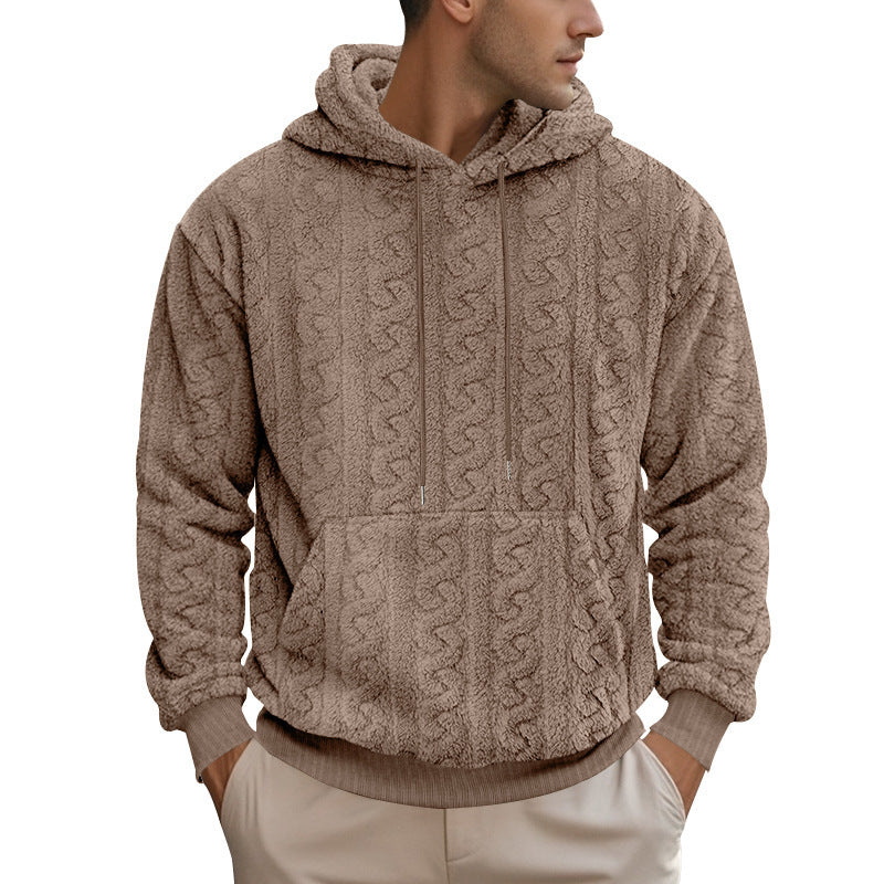 Herren gemütlicher Fleece Hoodie mit Kapuze und Kängurutasche Aliams