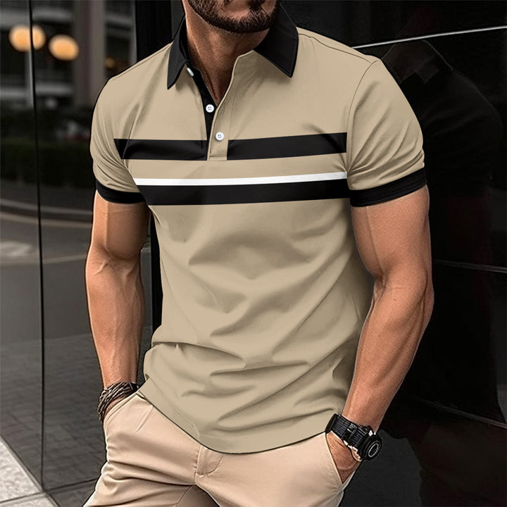 Herren Kurzarm Poloshirt mit modernen Streifen Aliams