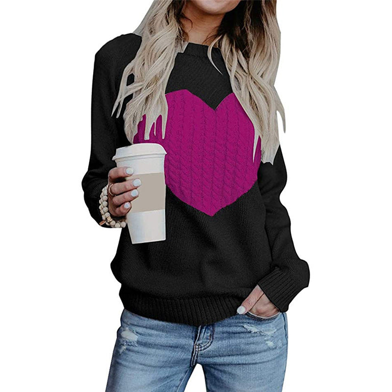 Damen eleganter Strickpullover mit herzförmigem Design und komfortablem Schnitt Aliams