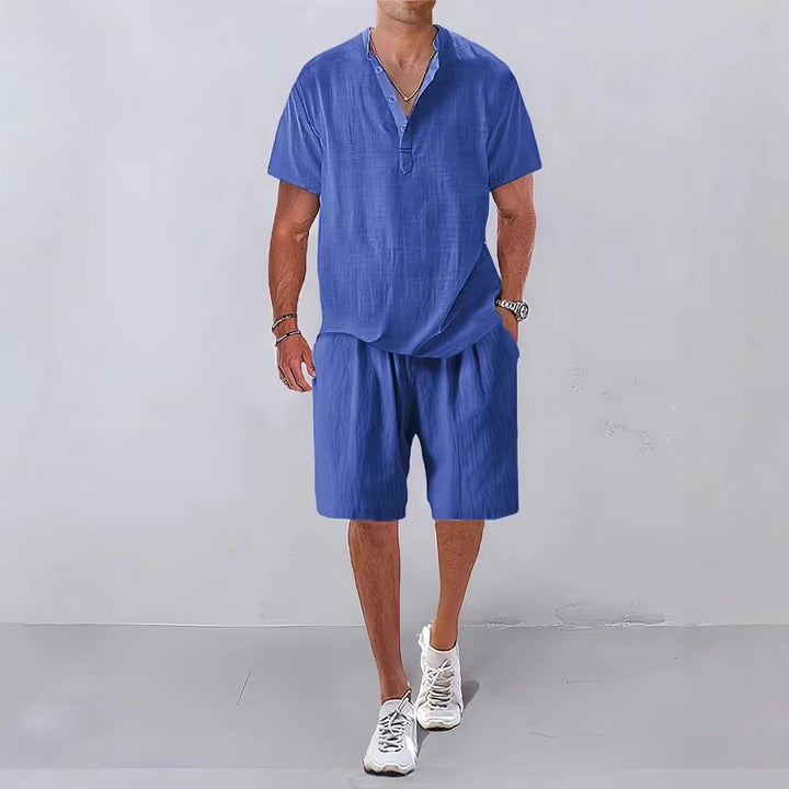 Herren Casual Relaxed Fit Leinen Set Aliams
