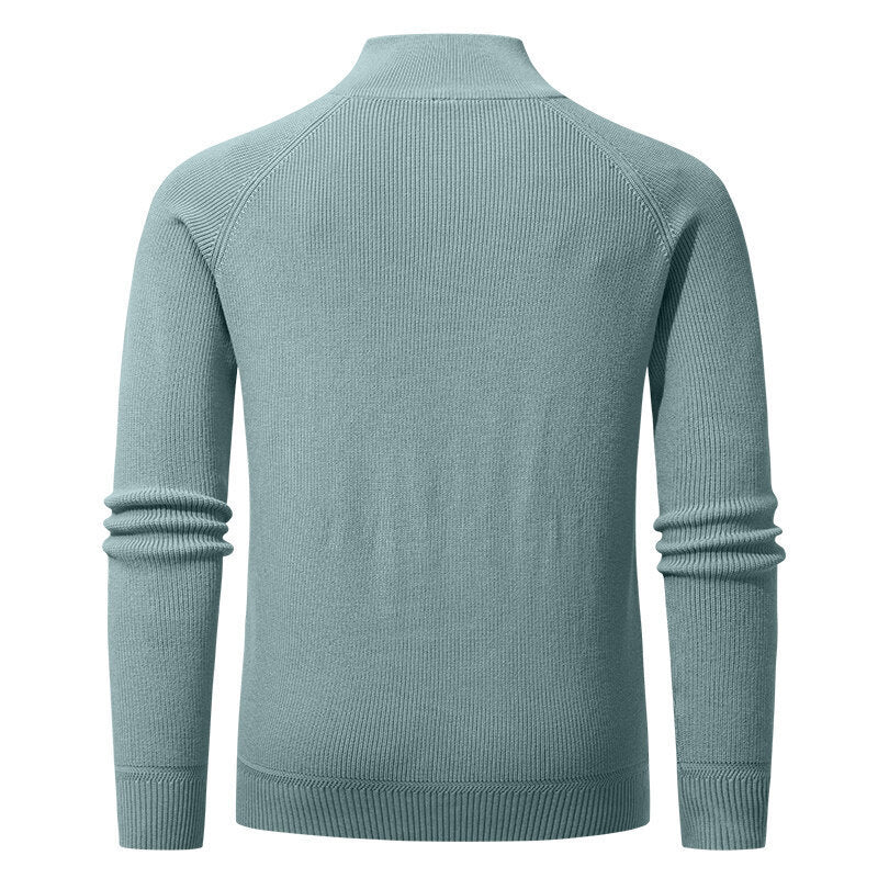 Herren hochwertiger Strickpullover mit Stehkragen und modernem Reißverschluss Aliams