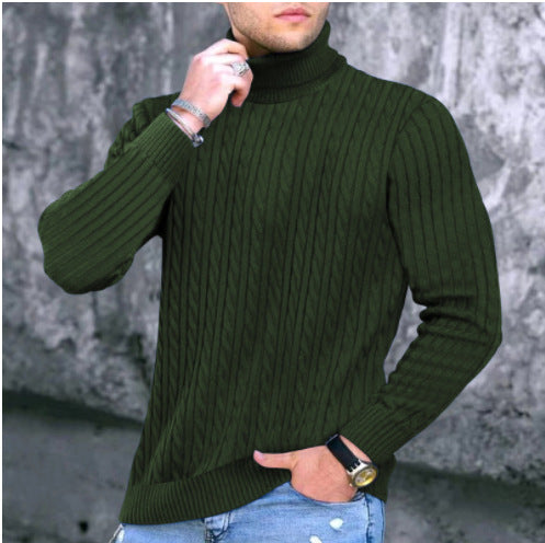 Herren Pullover mit hohem Kragen und strukturiertem Zopfmuster Aliams