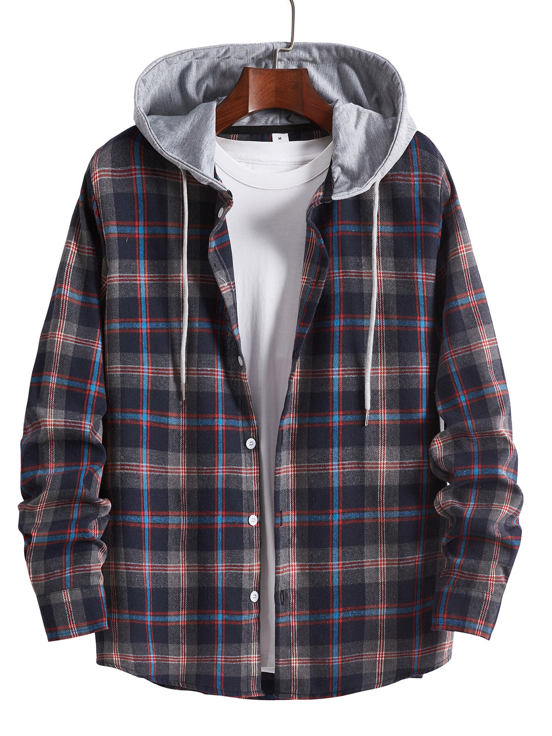 Herren Flanellhemd mit abnehmbarer Kapuze Aliams