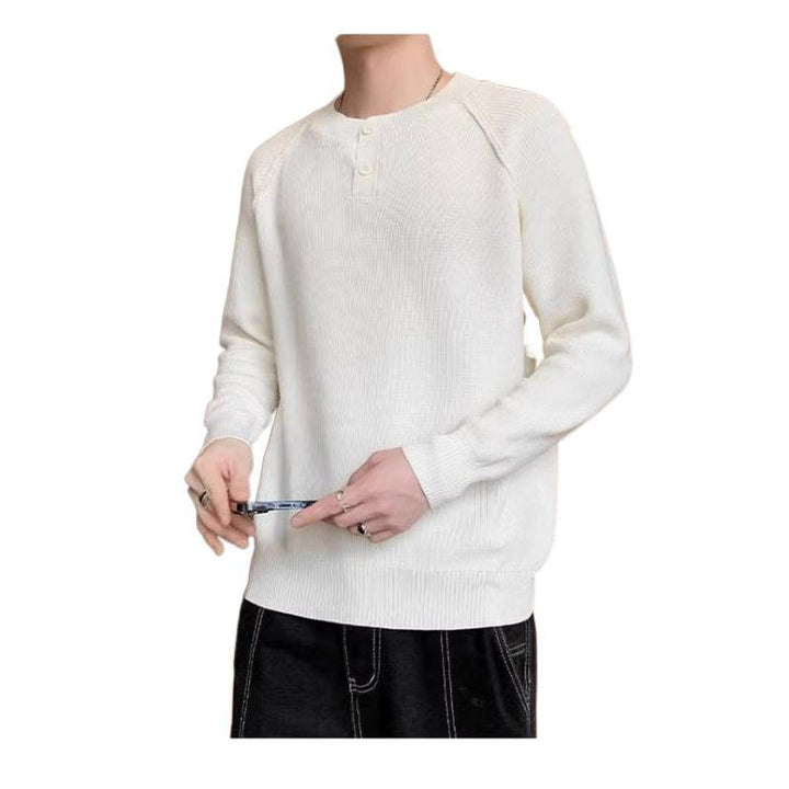 Herren Strickpullover mit umschaltbarem Kragen und hochwertiger Textur Aliams