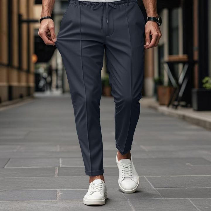 Herren elegante Chino-Hose mit elastischem Bund und seitlichen Taschen Aliams