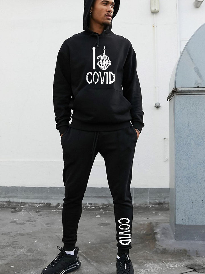 Herren Hoodie und Jogginghose Set mit mutigem Grafikdruck Aliams