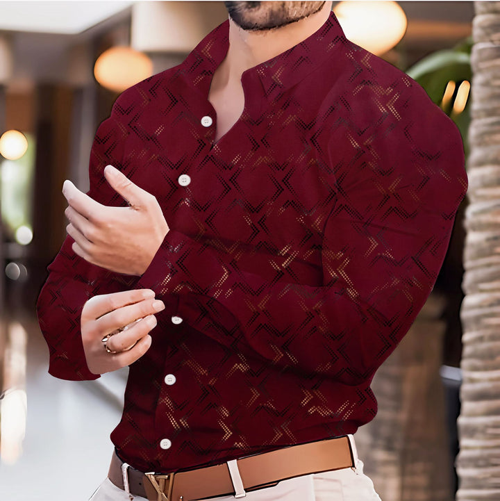Herren Elegantes Langarm-Hemd mit strukturiertem Muster Aliams