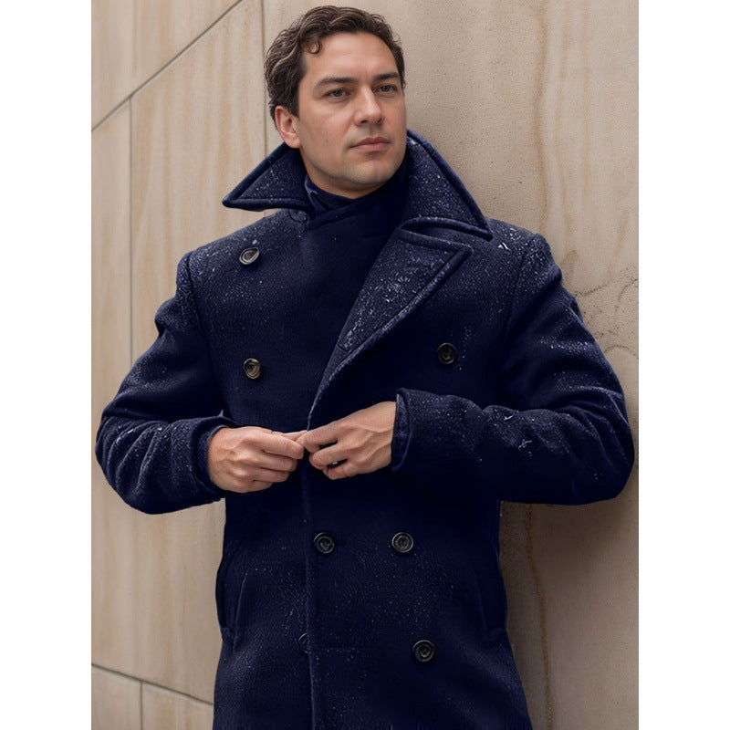 Herren eleganter Woll-Doppeleffekt-Mantel Aliams