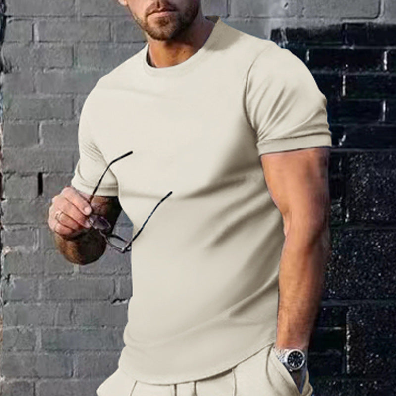 Herren Basic Rundhals-T-Shirt aus atmungsaktiver Baumwolle Aliams