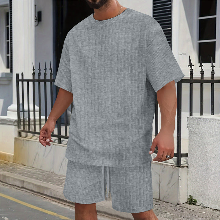 Herren Freizeit-Shorts- und T-Shirt-Set mit modernem Muster Aliams