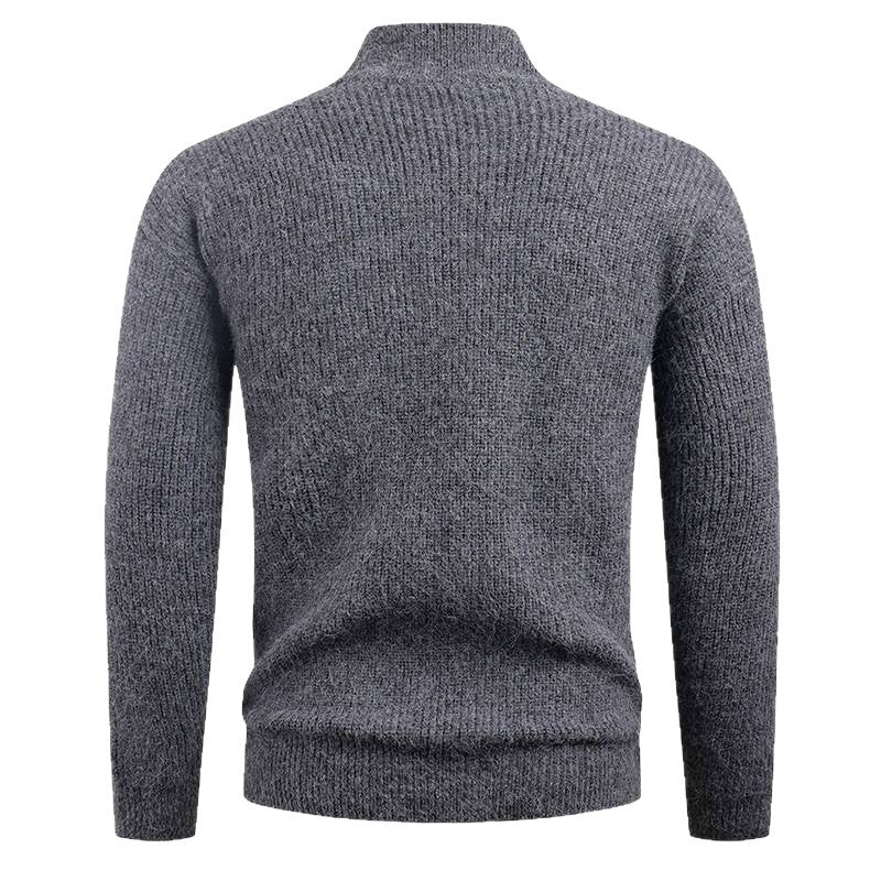 Herren Strickpullover mit hohem Kragen und dekorativem Reißverschluss Aliams