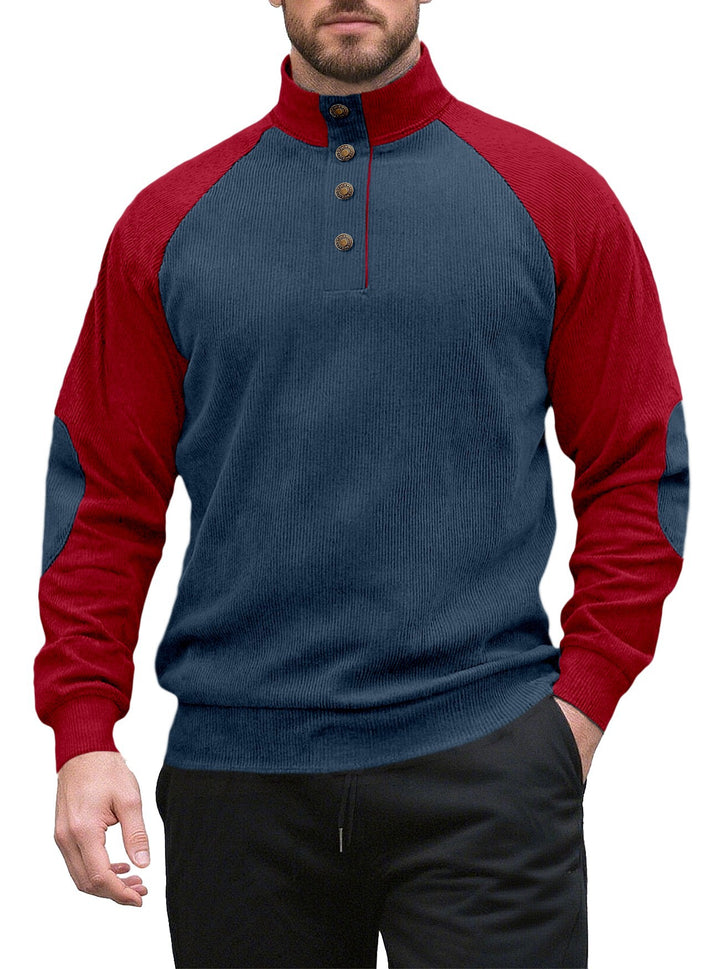 Herren Strickpullover mit modernem Knopfleisten-Design und Raglanärmeln Aliams