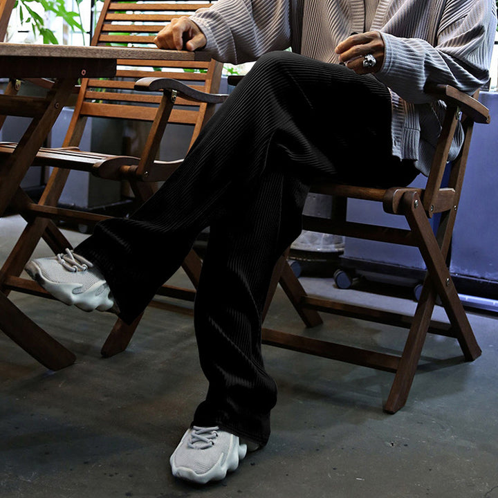 Herren Freizeithose im lässigen Streifenlook mit elastischem Bund und seitlichen Taschen Aliams