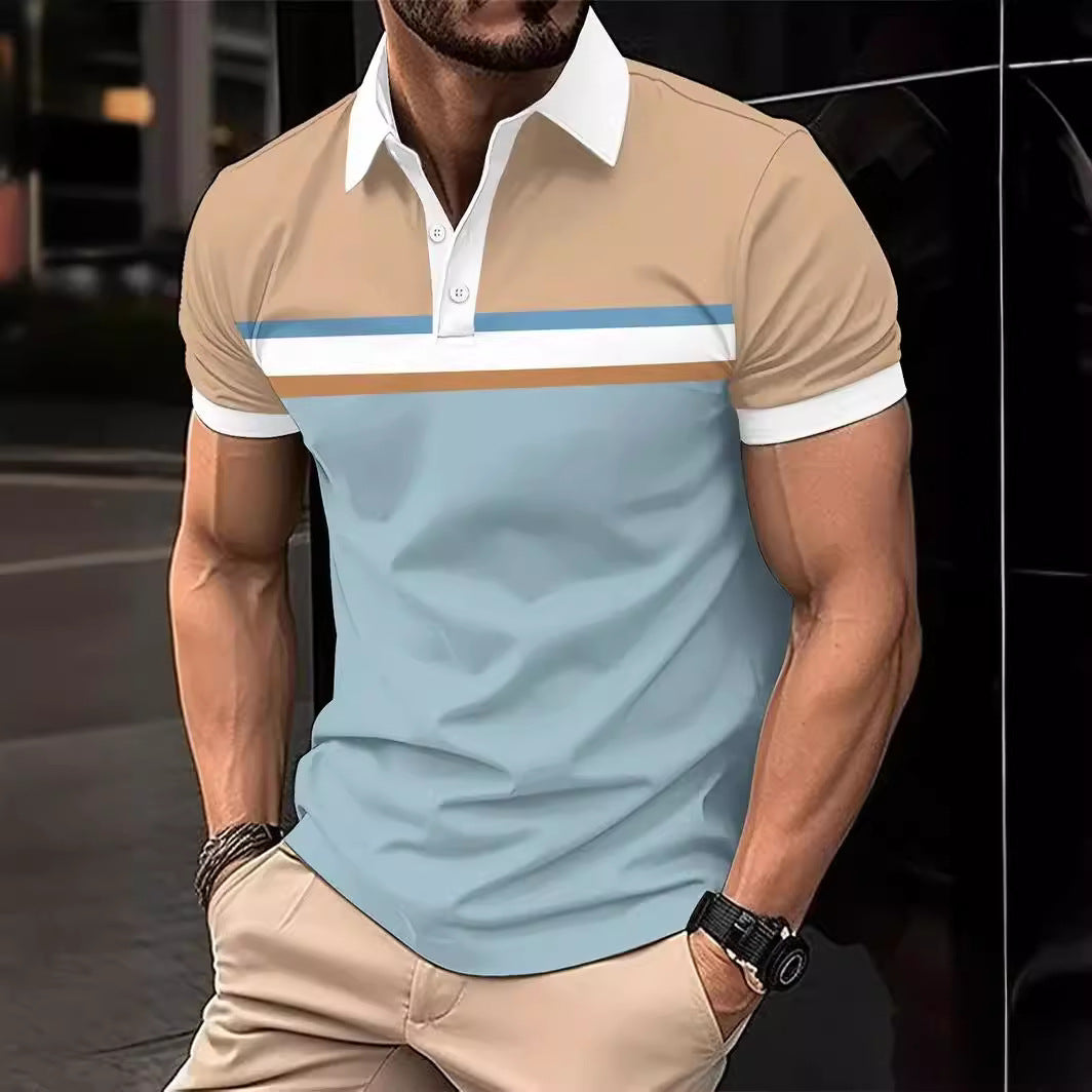 Herren Polohemd mit modernem gestreiften Design und hochwertigem Baumwollmaterial Aliams