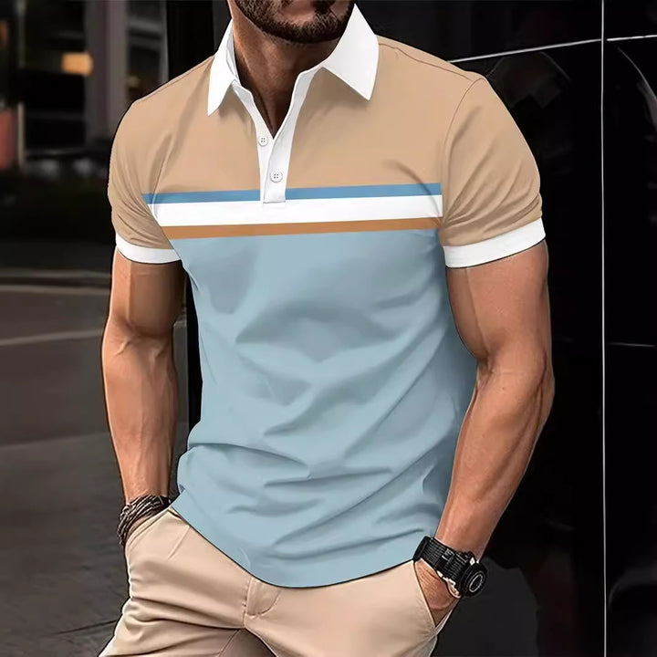 Herren Polohemd mit modernem gestreiften Design und hochwertigem Baumwollmaterial Aliams