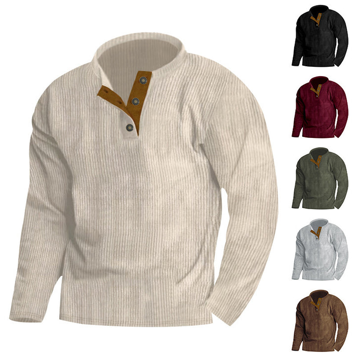 Herren Wellness-Pullover mit strukturiertem Stoff und knopffreier Front Aliams