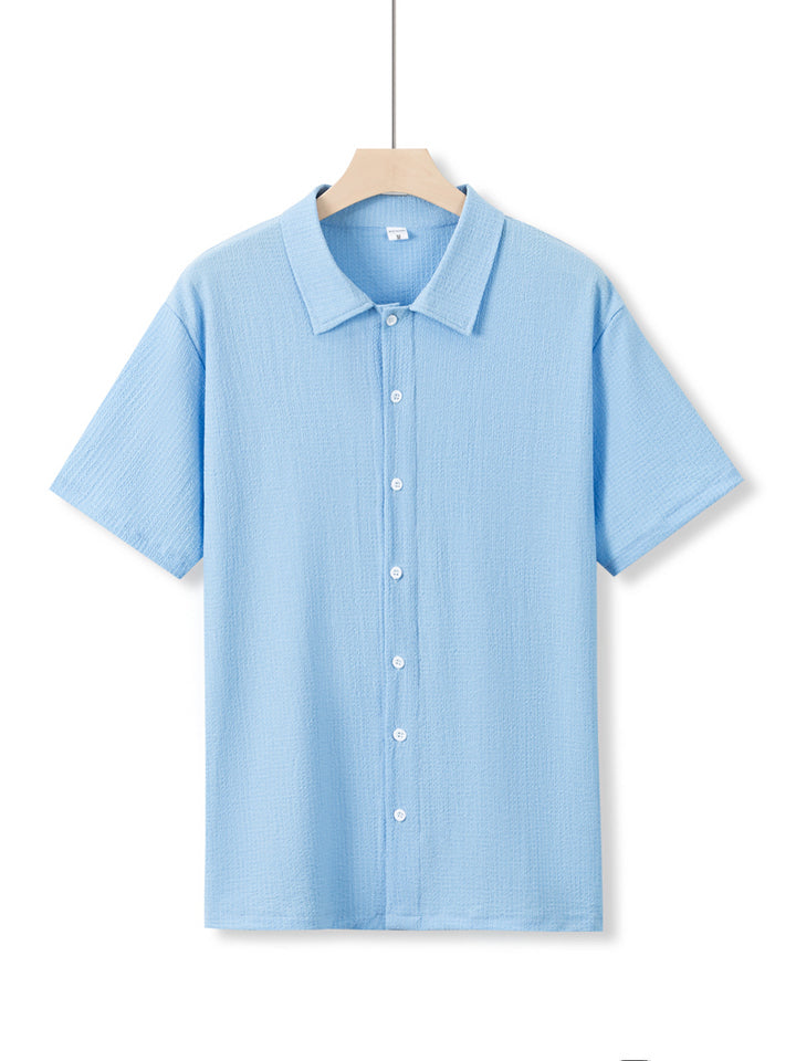 Herren Kurzarm-Hemd mit strukturiertem Gewebe und modischem Kragen Aliams