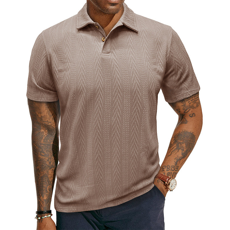 Herren Poloshirt mit strukturiertem Jacquard-Muster und modischem Kragen Aliams
