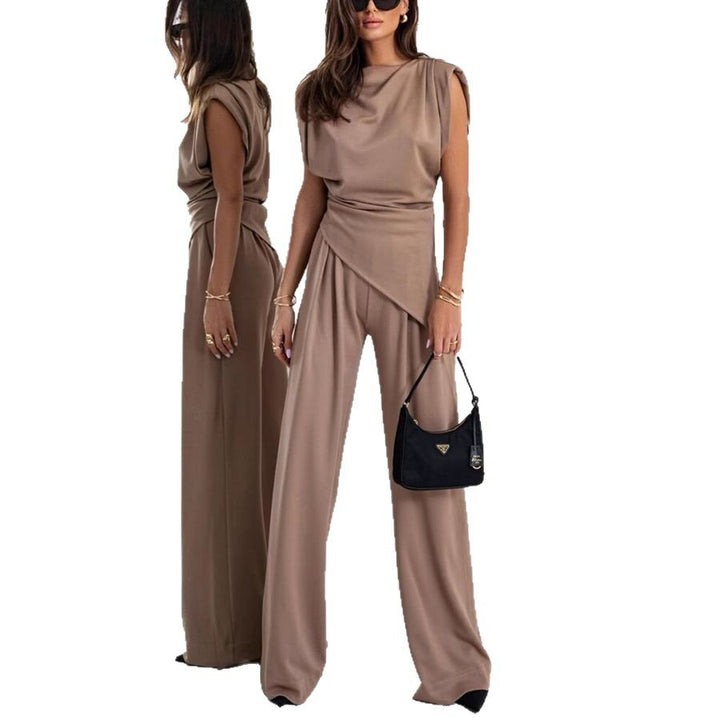 Damen Eleganter Jumpsuit mit asymmetrischem Schnitt und weitem Bein Aliams