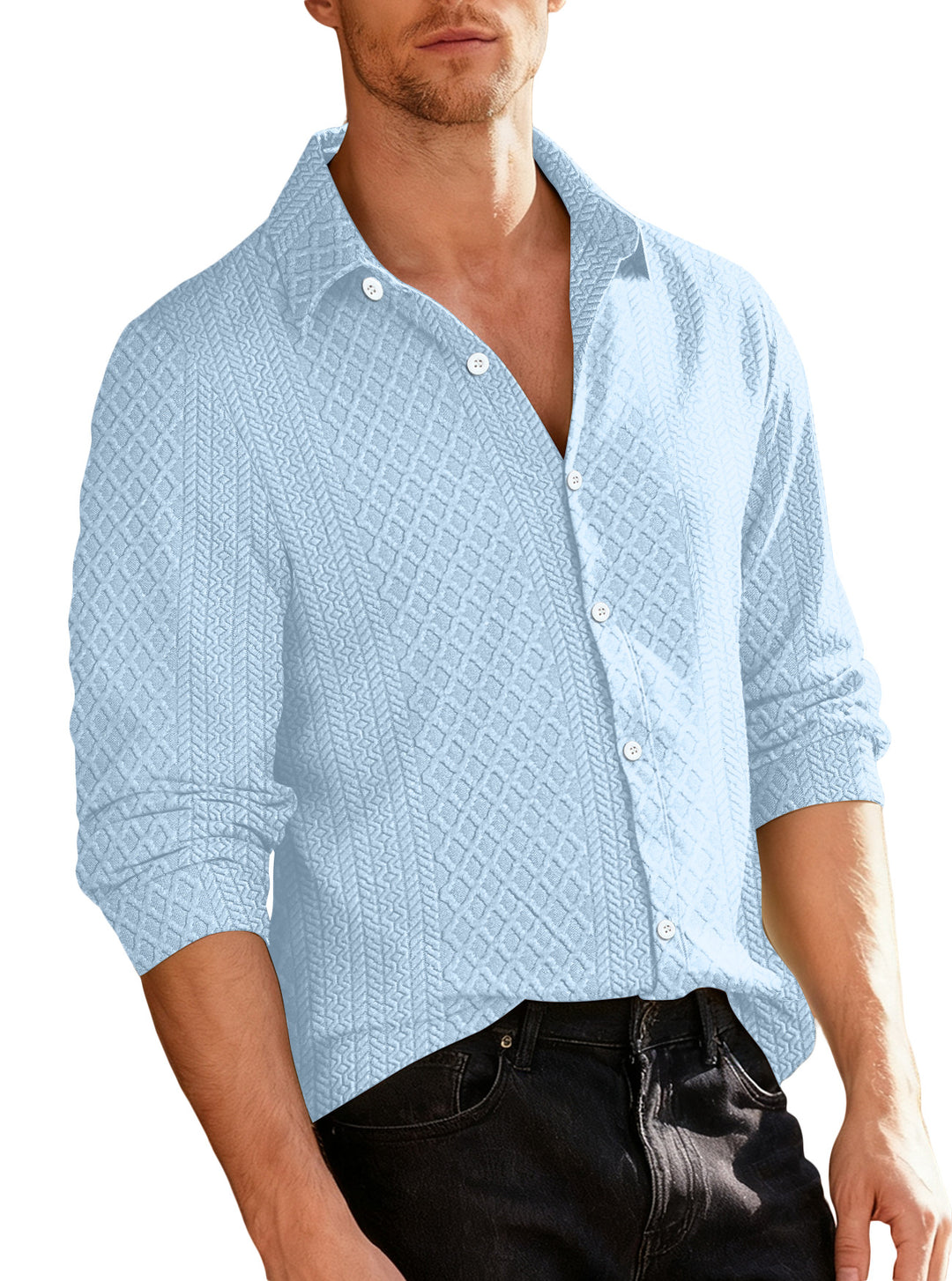 Herren strukturiertes Langarmhemd mit modernem Design Aliams