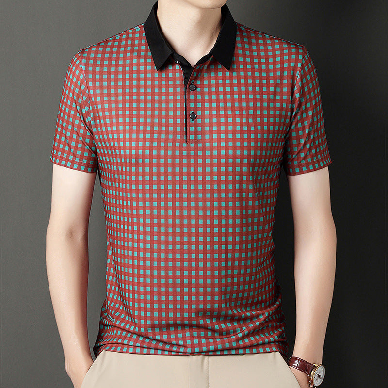 Herren kariertes Poloshirt mit kontrastierendem Kragen Aliams