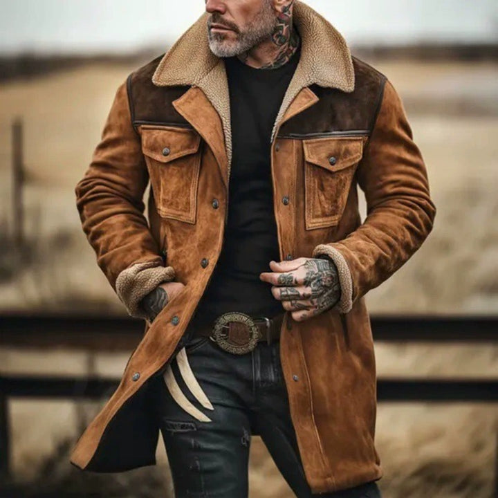 Herren verspielt schicke Wildlederjacke mit warmem Fleecefutter Aliams