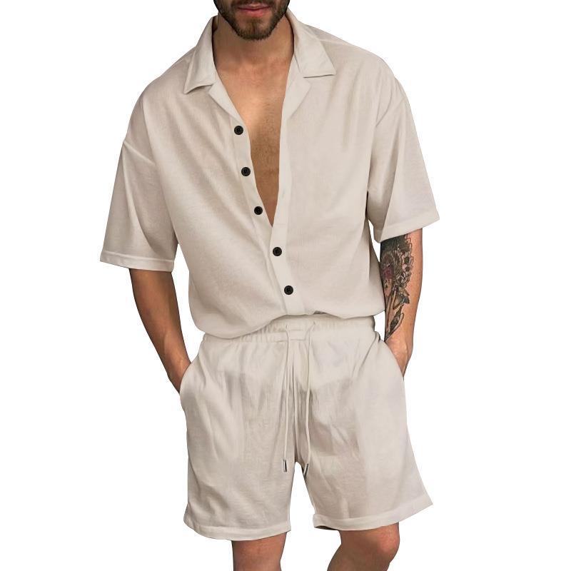 Herren Freizeit-Set mit lässigem Kurzarmhemd und elastischen Shorts Aliams