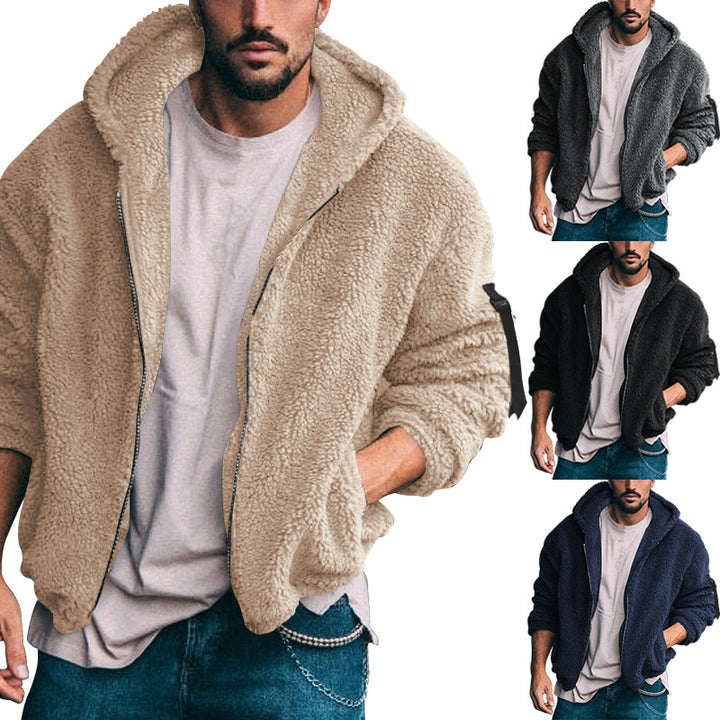 Herren Fleecejacke mit Kapuze und praktischem Reißverschluss Aliams